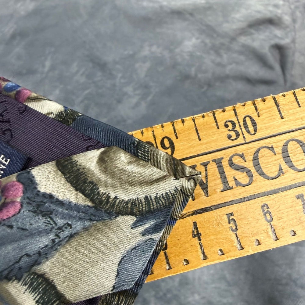 J. Garcia Snail Garden Collection Nine Silk Tie Blue Abstract Floral Stonehenge - Picture 9 of 9